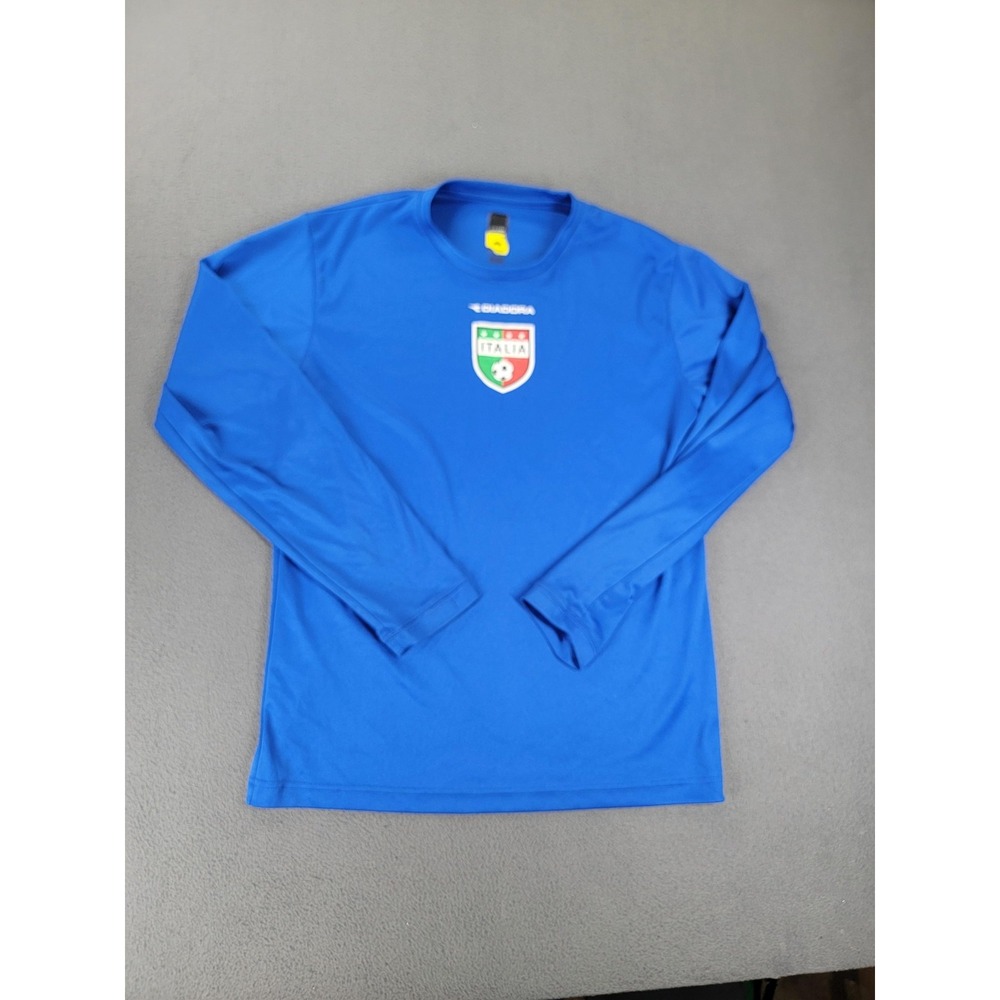 Italia Soccer Shirt Mens Small Long Sleeve Football Diadora Italia Crest Poly